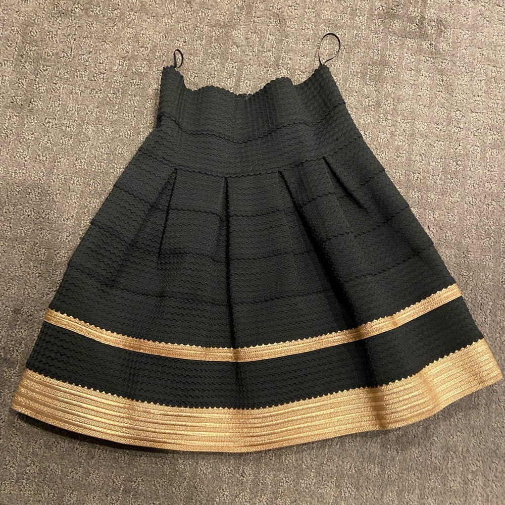 Black and Gold Pleated skirt with wide waistband